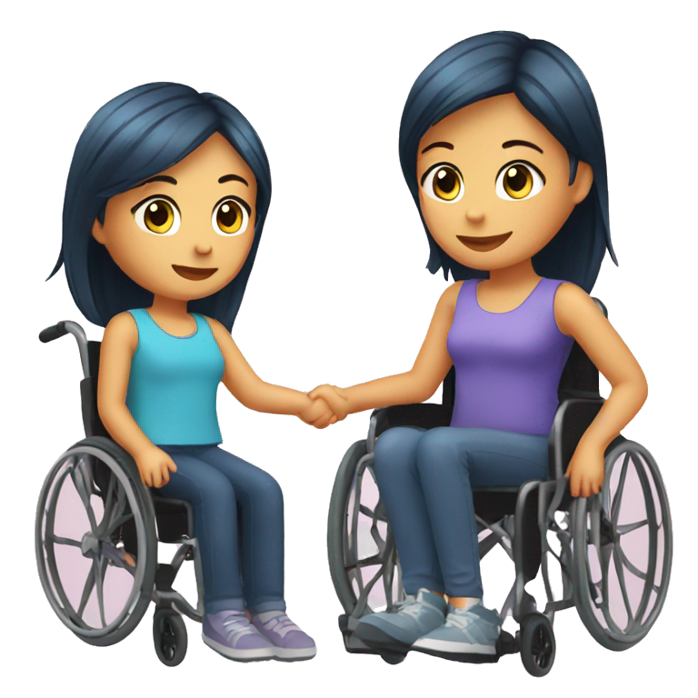 A girl next to a girl in a wheelchair  emoji