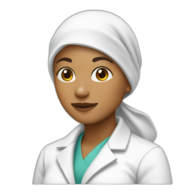 Woman wearing headscarf with lab coat on  emoji