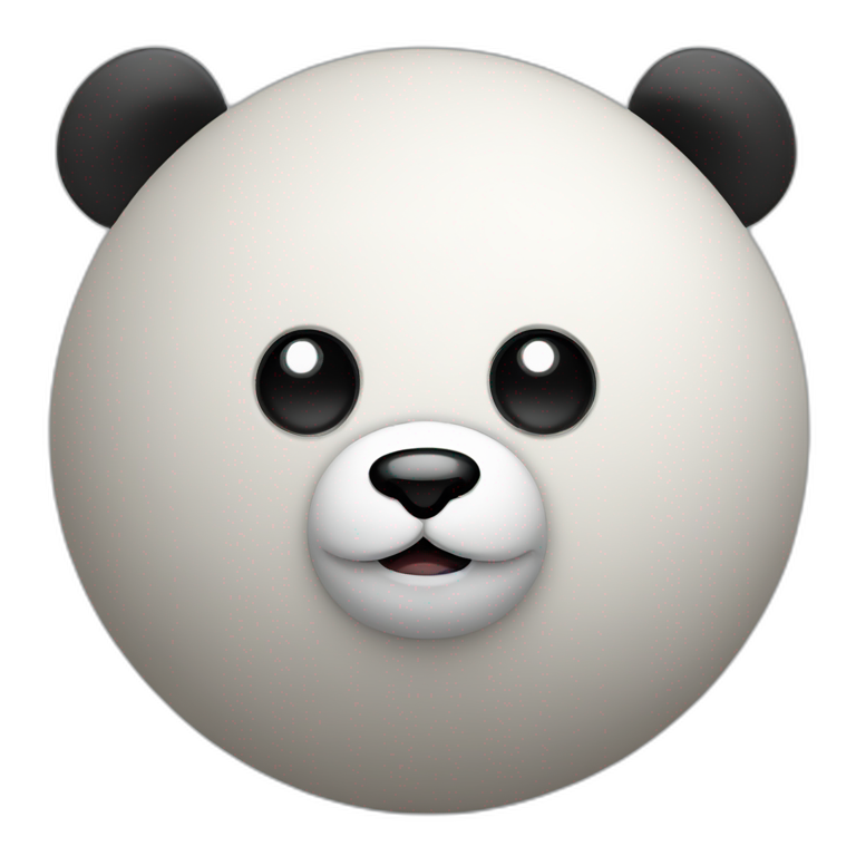 3d sphere with a cartoon Panda skin texture with big calm eyes emoji