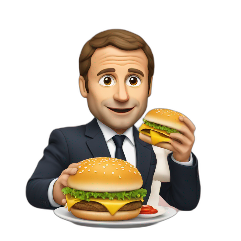 Macron qui mange un hamburger emoji
