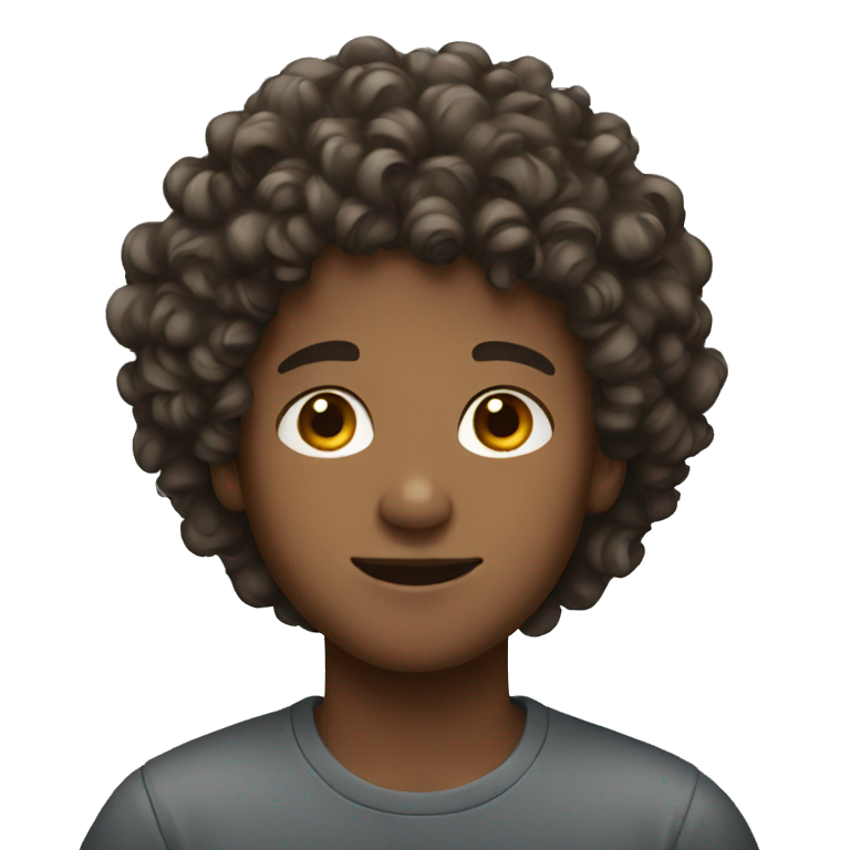 Boy with curly hair with iphone  emoji