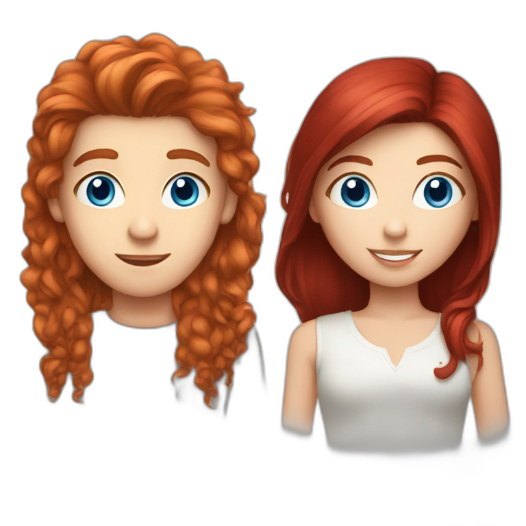 Blue eyed brunette haired boy and red haired girl emoji