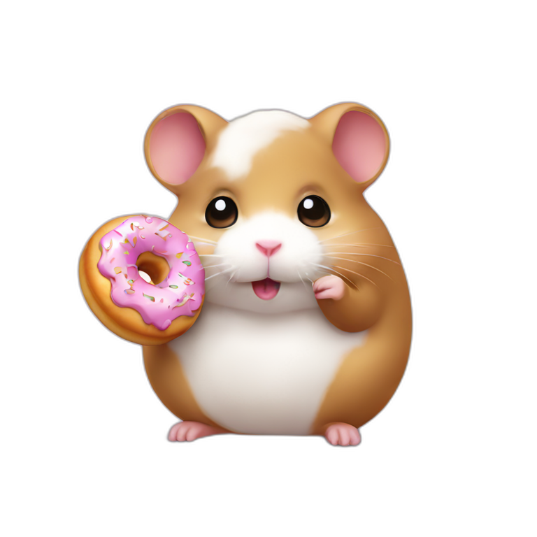 white hamster eat choco donut emoji AI Emoji Generator