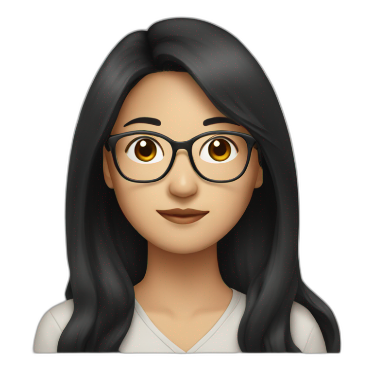 asian woman 32 years old with long black hair and glasses emoji