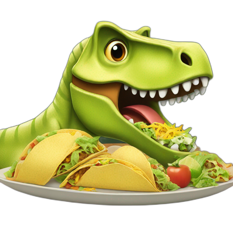 Dinosaur eating tacos emoji