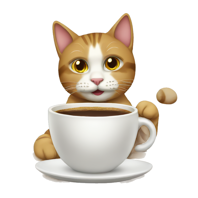 Cat drinking coffee emoji