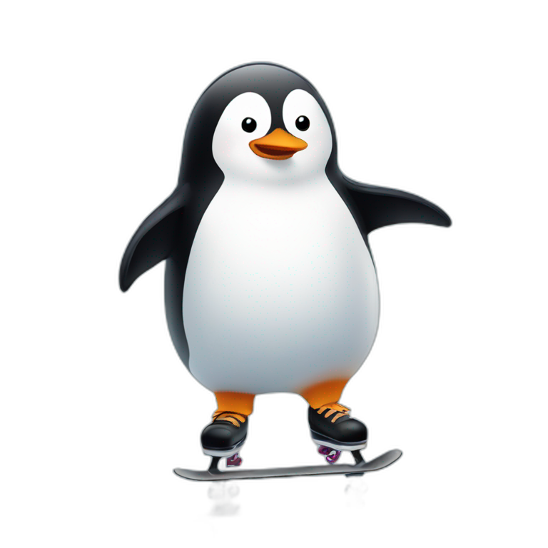 clumsy penguin ice skating emoji