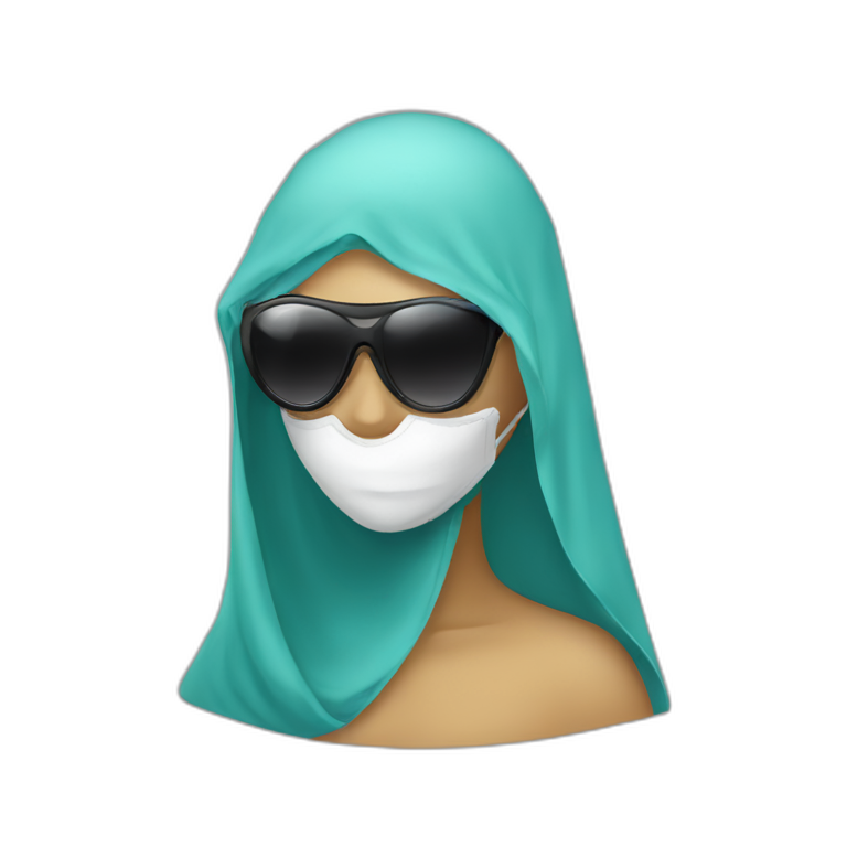 veiled woman with mask and sunglass emoji