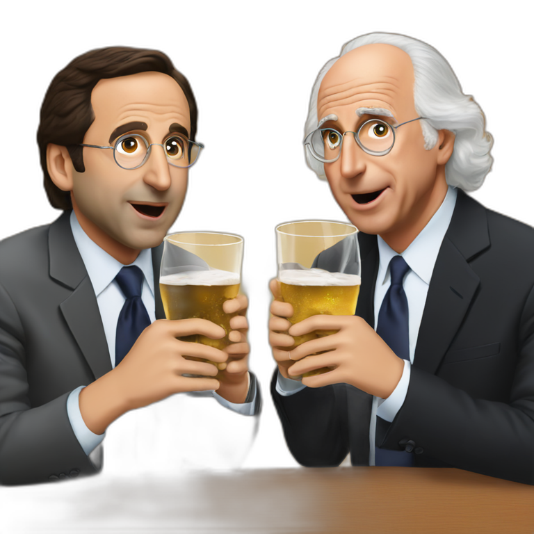Larry David and Michael Scott drinking  emoji