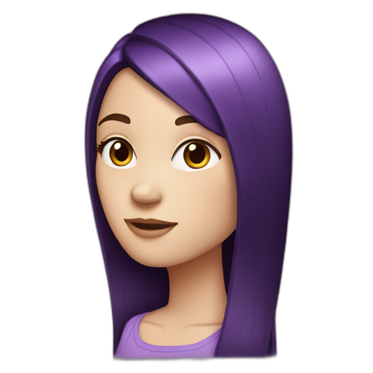 White girl with long straight black and purple hair emoji