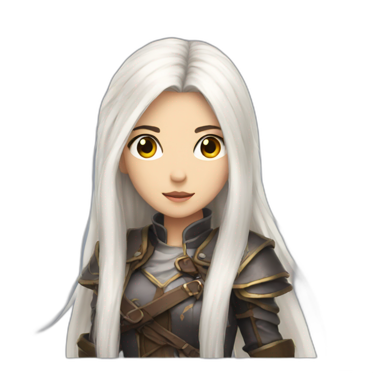 rpg girl with long straight white hair emoji