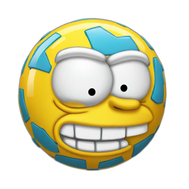 3d sphere with a cartoon Homer Simpson skin texture emoji