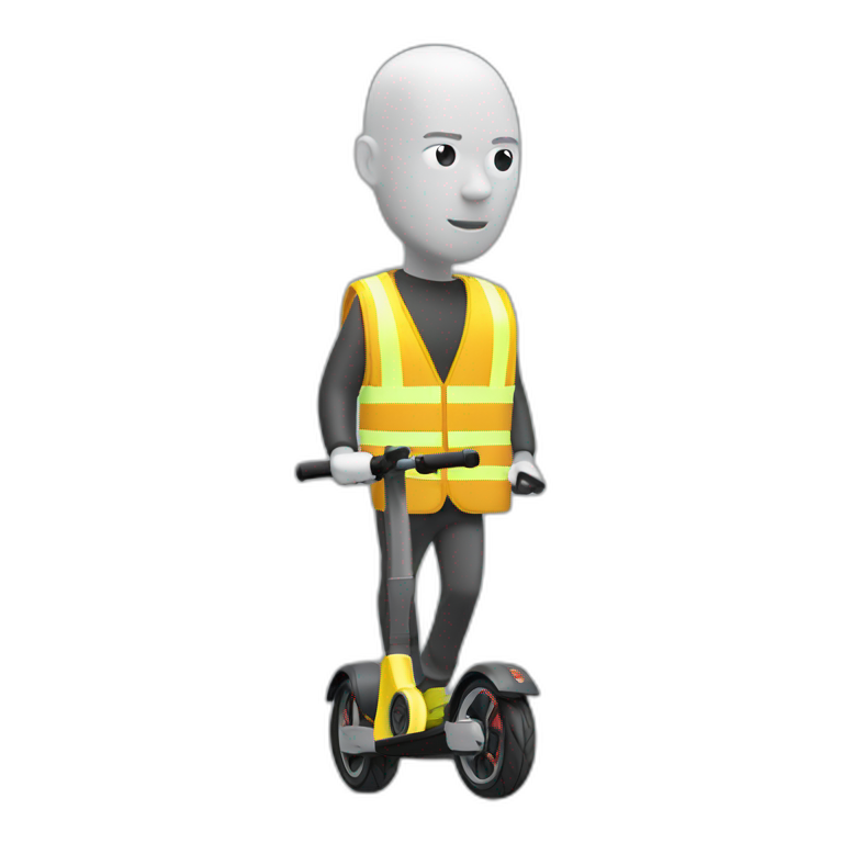 xiaomi trottinette electrique bald man with yellow safety vest emoji