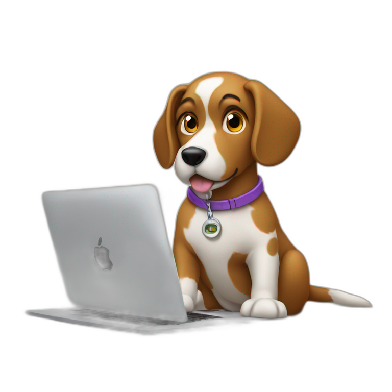 dog writing elixir code with macbook emoji