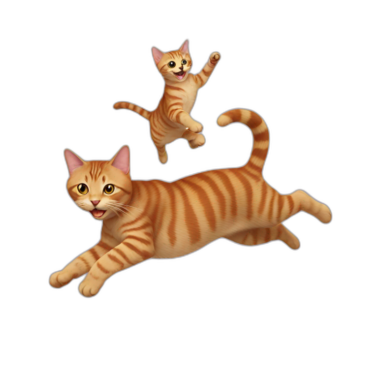 Cat jumping on a cat emoji