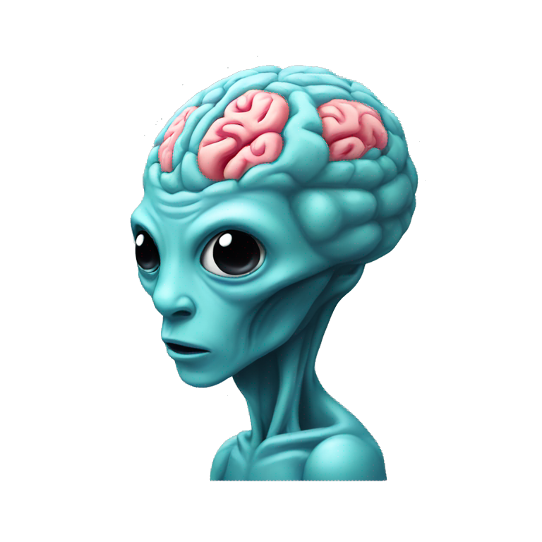 Alien with brain emoji