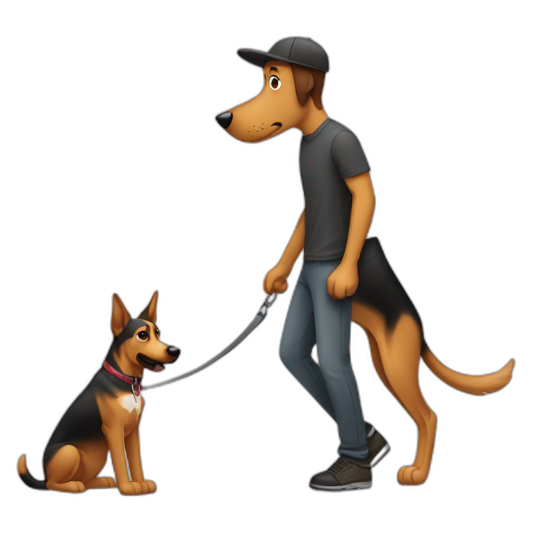 coonhound and German shepherd mix dog walking emoji