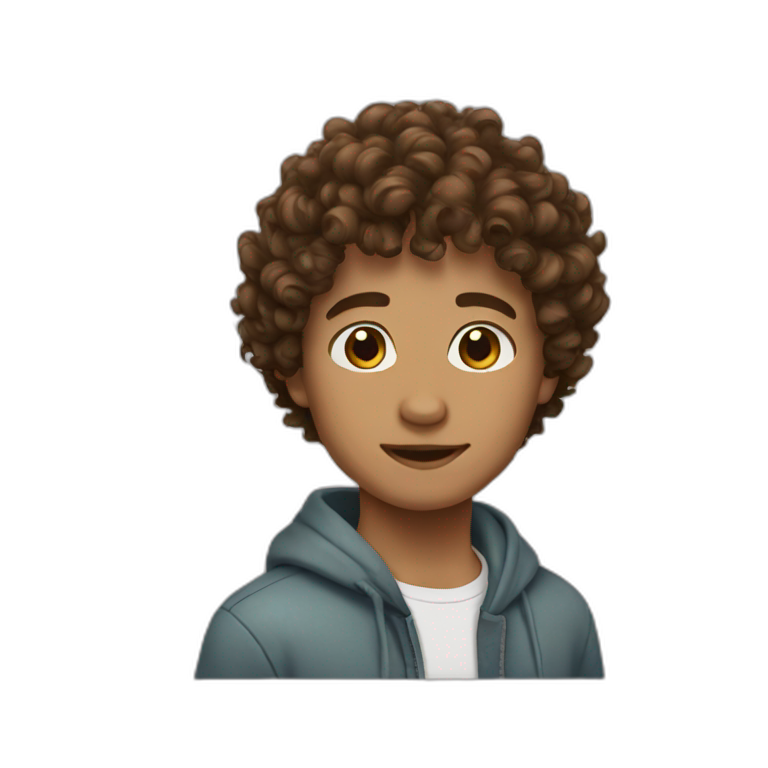 Boy Brown hair curly emoji