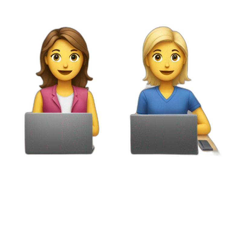 two people working on two laptops together emoji