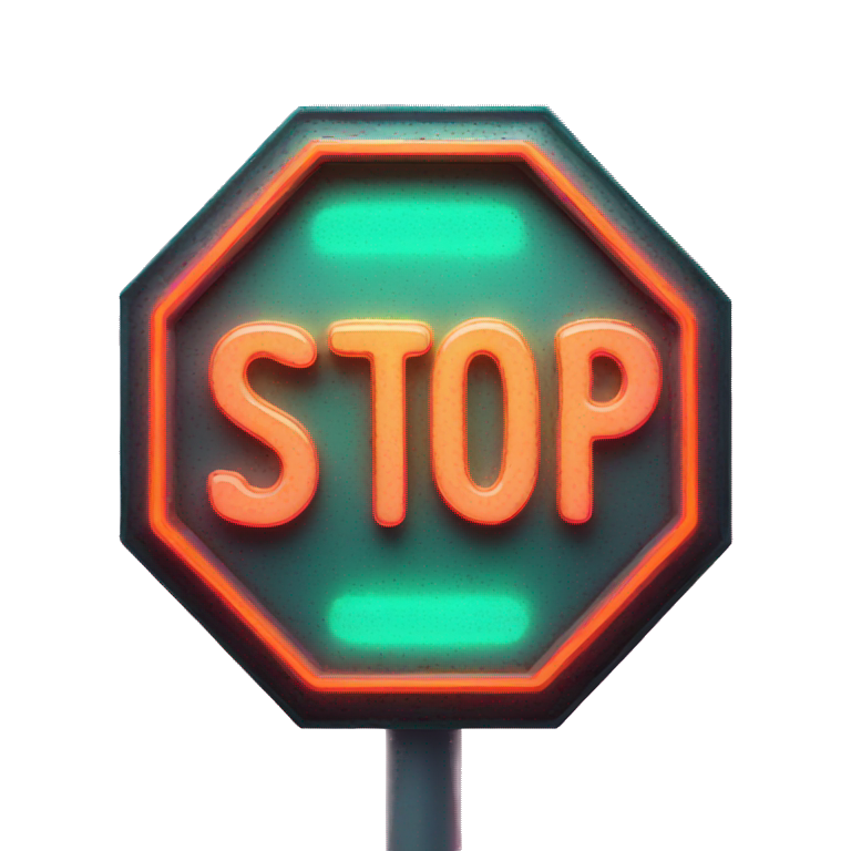 stop sign glowing neon emoji