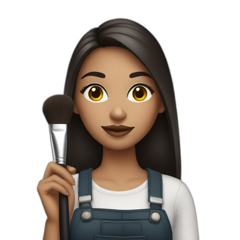 A makeup artist spanish girl with a makeup brush in her hand emoji