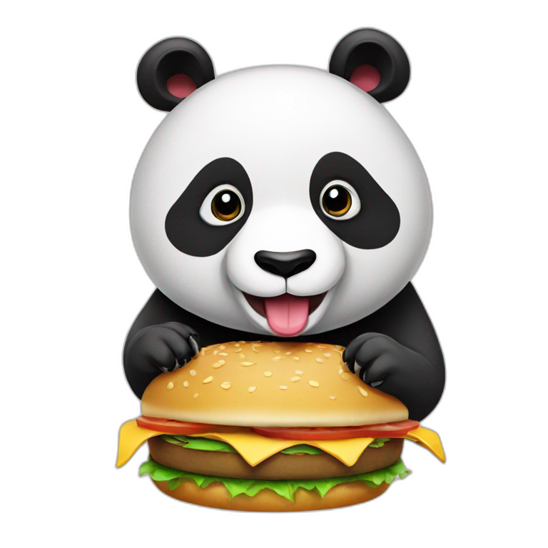 Panda qui mange un hamburger emoji