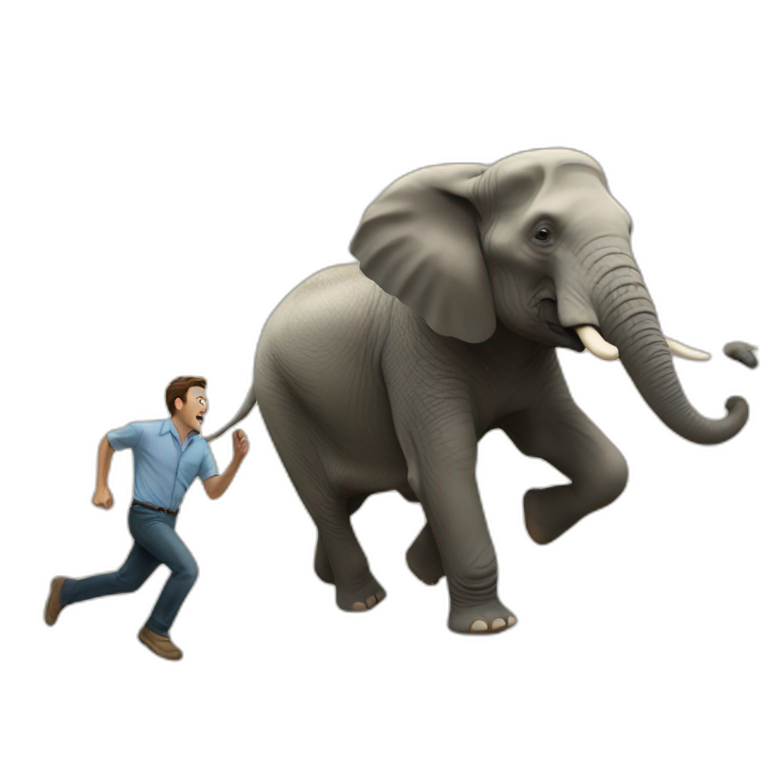 a man running away from a elephant emoji