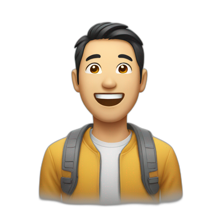 Asian man laughing emoji