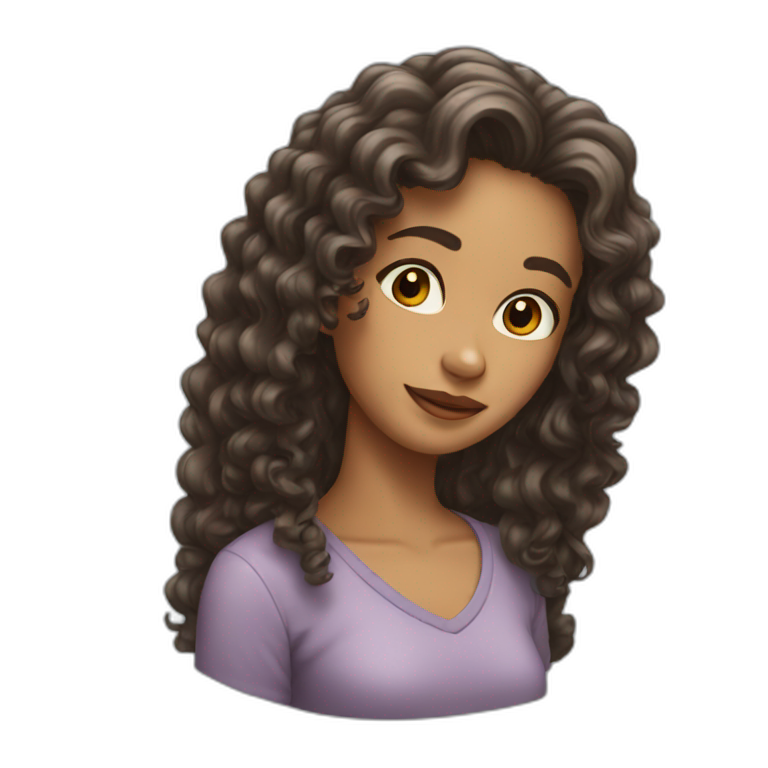 girl with long curly hair emoji