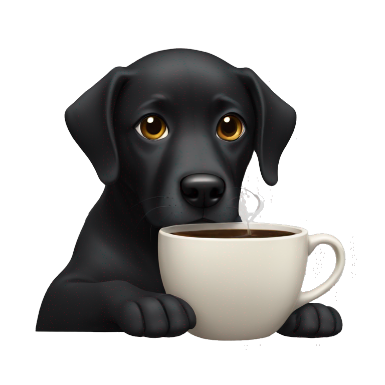 black dog drinking coffee  emoji