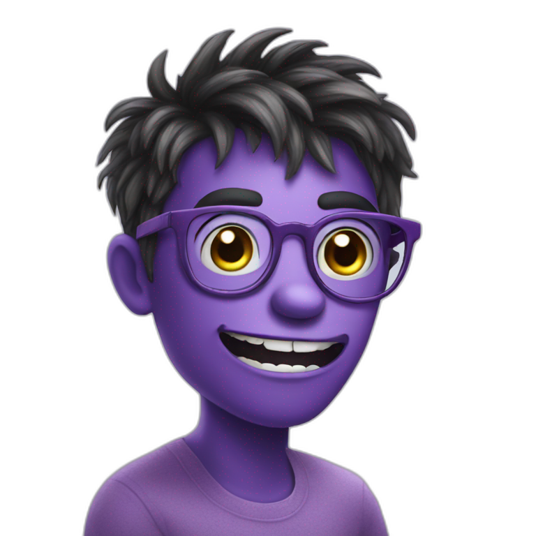 nerdy violet monster asking questions emoji