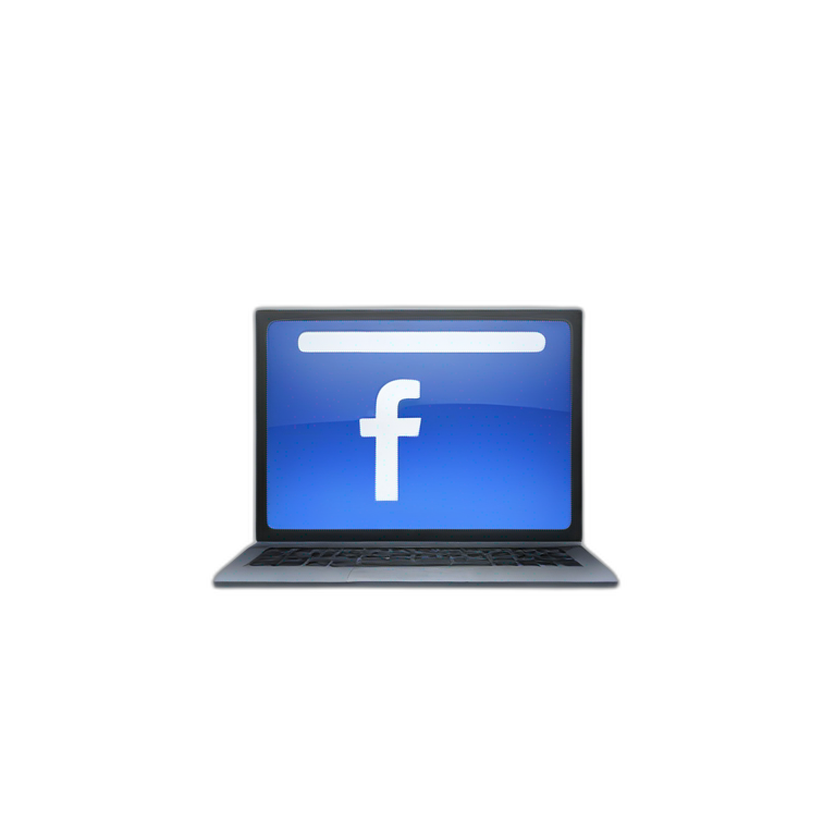 computer screen with facebook logo  emoji