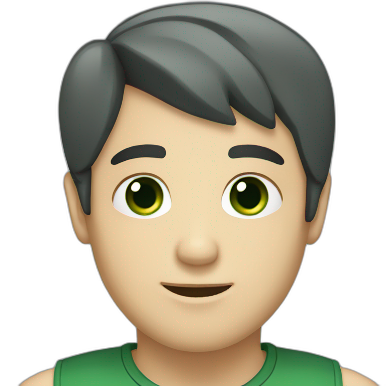 profile white male heart face black short hair with dark green eyes emoji