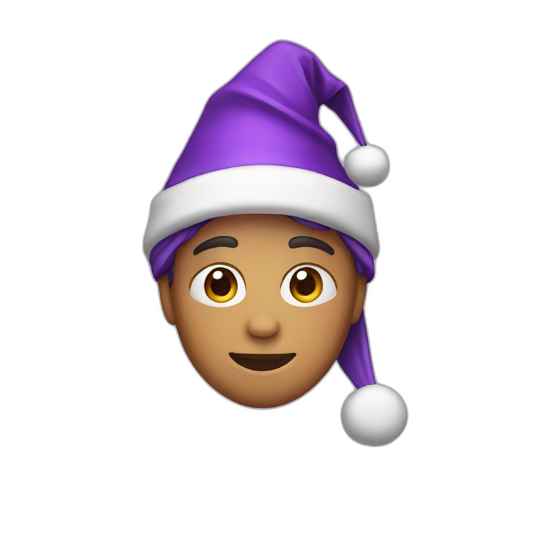boy with a triangular purple Christmas hat emoji