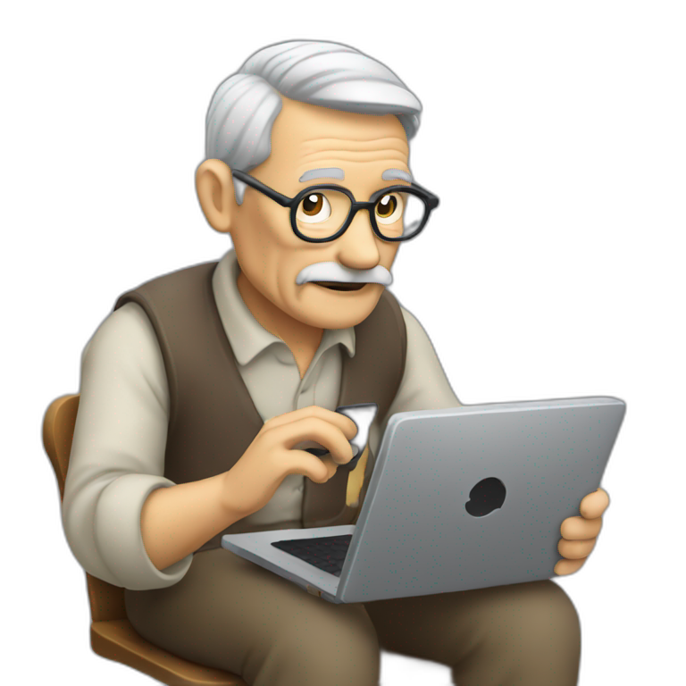 Oldman typing on his phone emoji