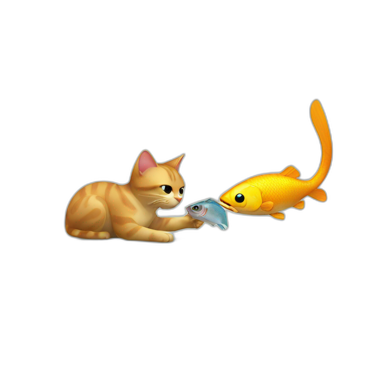 Cat theft a fish in his mouse emoji
