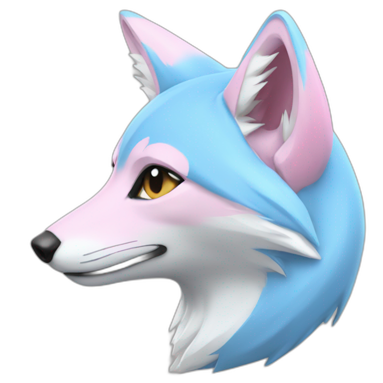 half light blue half light pink fox emoji