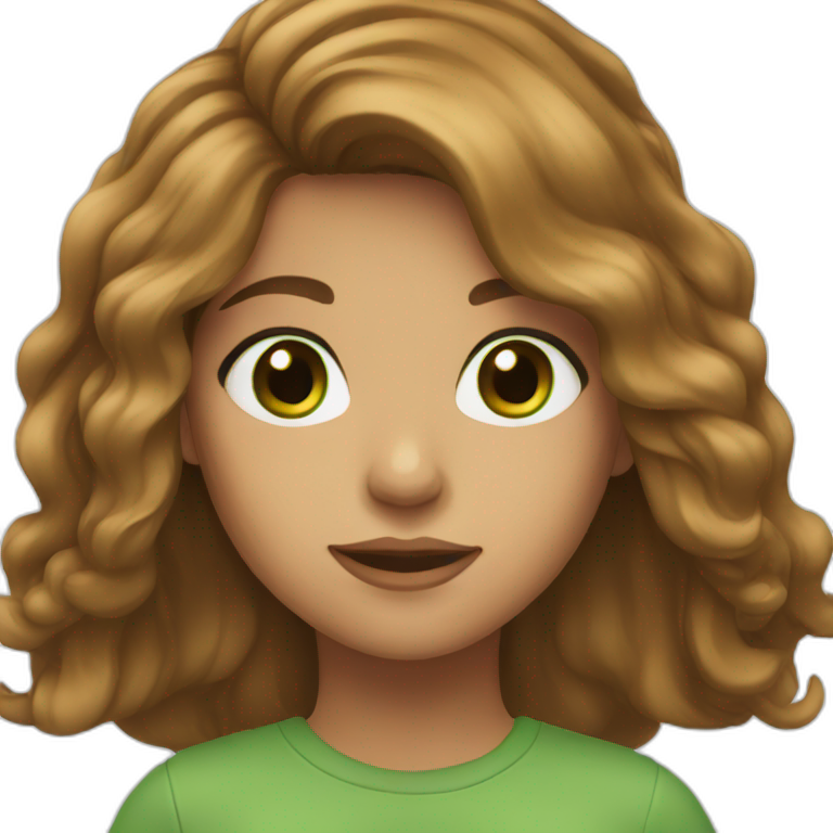 girl, with long brown hair and green-brwon eyes emoji