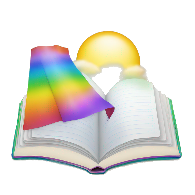 Open book with rainbow emoji