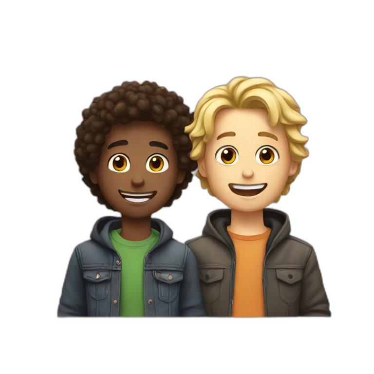 Two best friends hanging out both boys emoji
