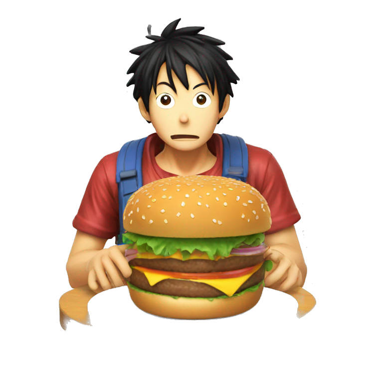Luffy qui mange un burger emoji