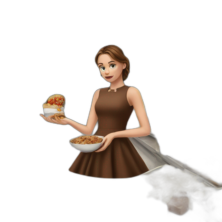 brown hair girl eating dress emoji