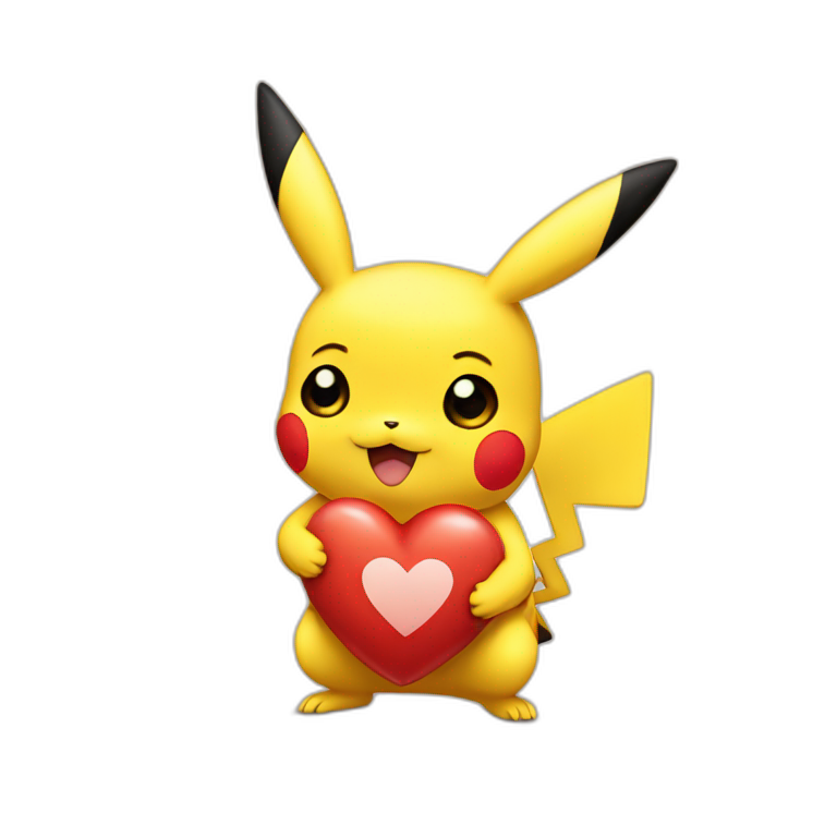 pikachu holding hart emoji