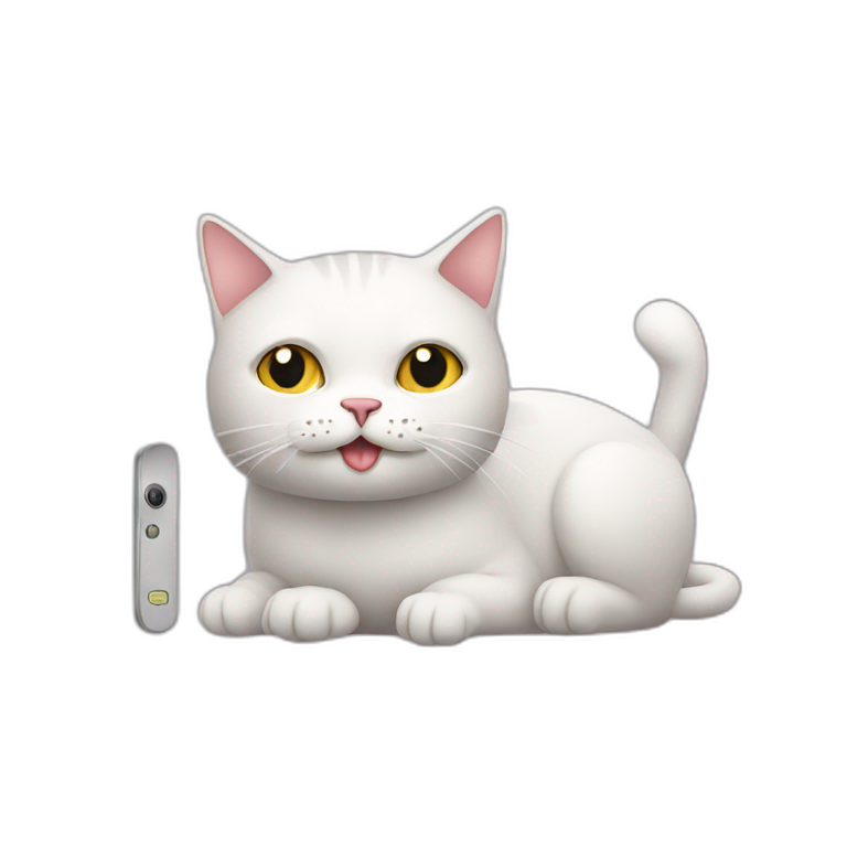 cat using mobile emoji