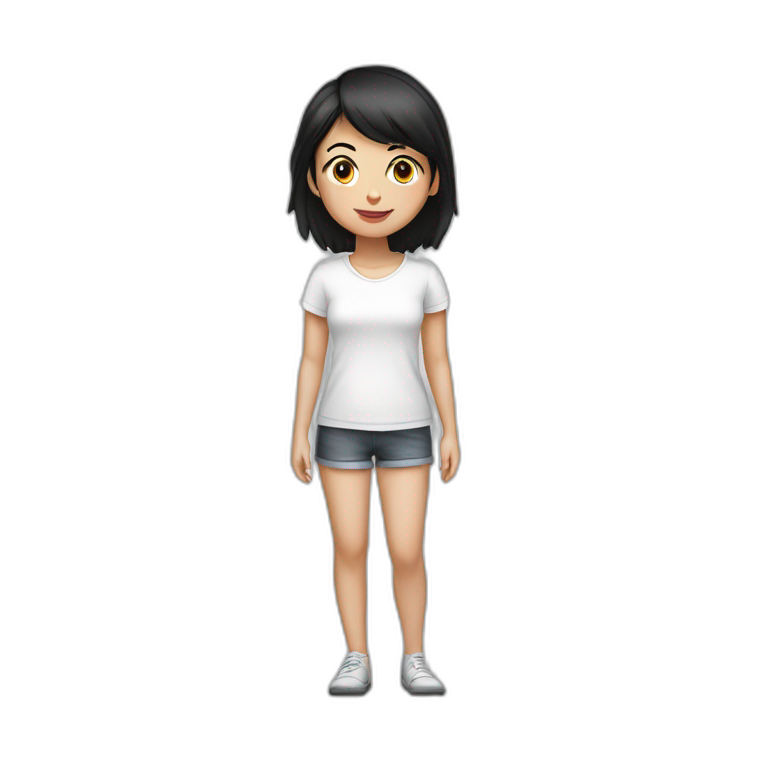 short black hair,girl,white T-shirt emoji