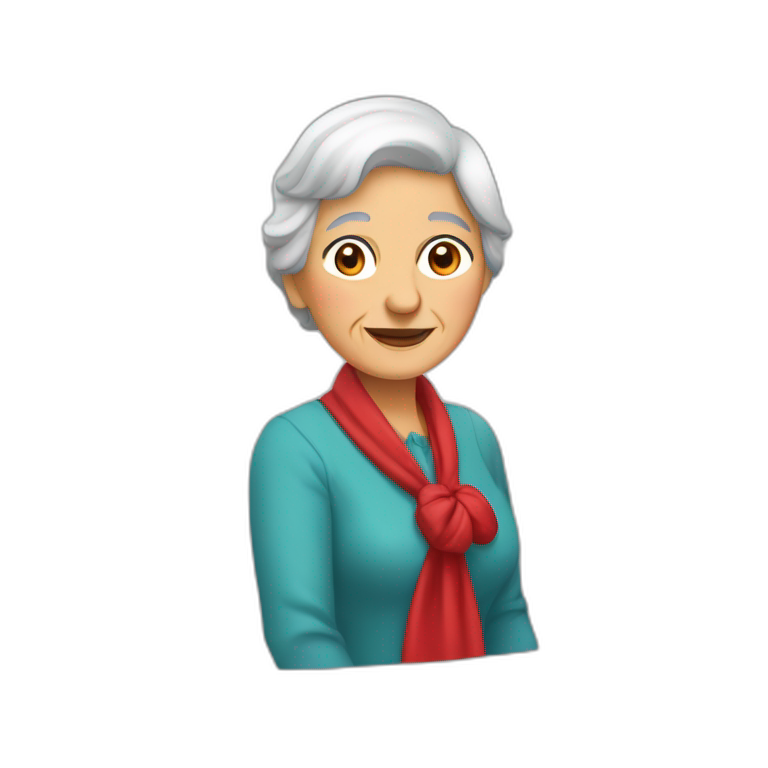 abuela con pañuelo rojo en la cabeza y hogaza de pan bajo el brazo emoji