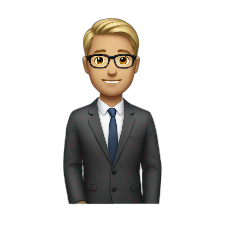 male lawyer short hair transparent glasses emoji