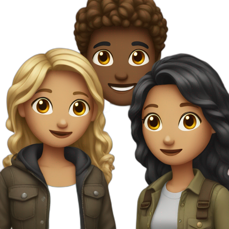 Group of four Friends with one boy & three girls emoji