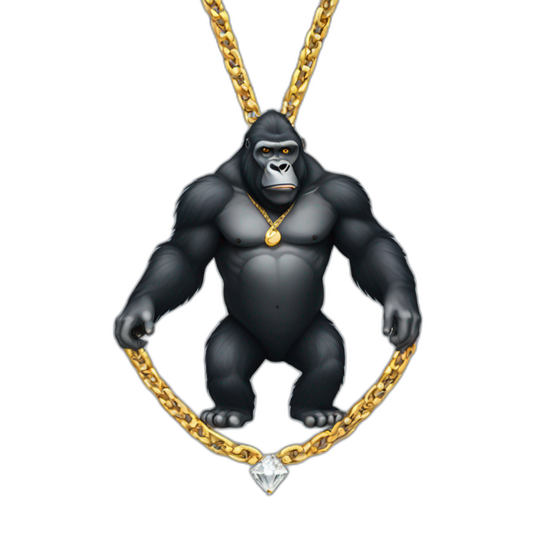 Gorilla with diamond and gold chain emoji