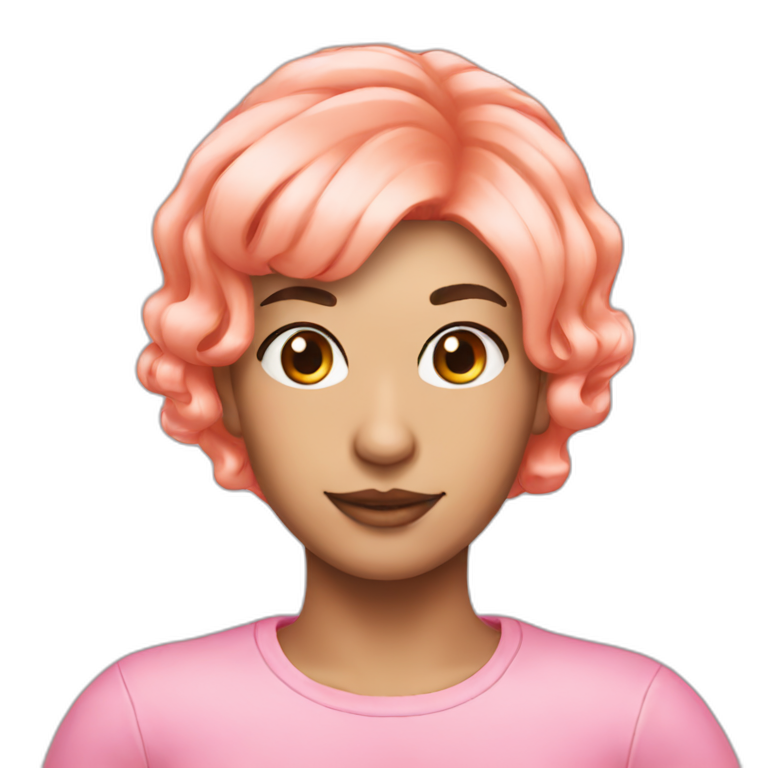 Pink wig thick peach emoji